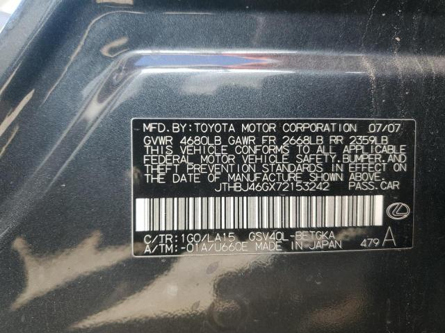 JTHBJ46GX72153242 - 2007 LEXUS ES 350 GRAY photo 12