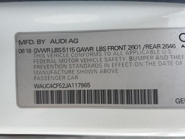 WAUC4CF52JA117965 - 2018 AUDI S5 PRESTIGE WHITE photo 12