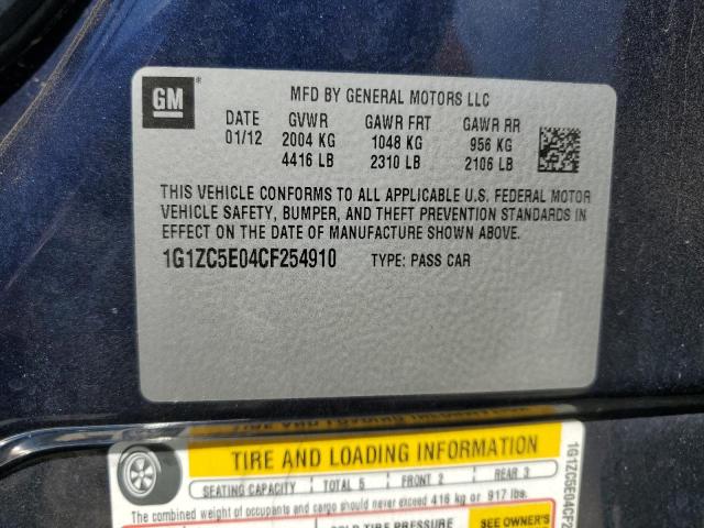 1G1ZC5E04CF254910 - 2012 CHEVROLET MALIBU 1LT BLUE photo 12