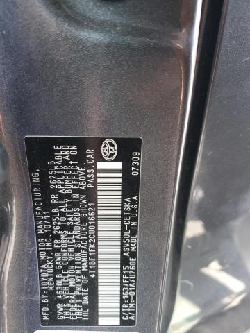 4T1BF1FK2CU016621 - 2012 TOYOTA CAMRY BASE Boz foto 14