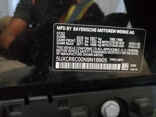 5UXCR6C00N9N18905 - 2022 BMW X5 XDRIVE40I BLACK photo 13