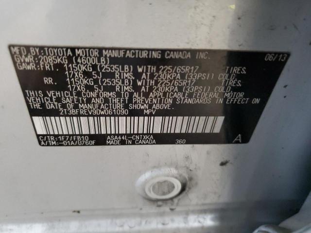 2T3BFREV9DW061090 - 2013 TOYOTA RAV4 LE 银色 照片 13