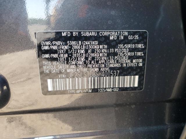 JF2SLSTD8SH401537 - 2025 SUBARU FORESTER TOURING GRAY photo 13