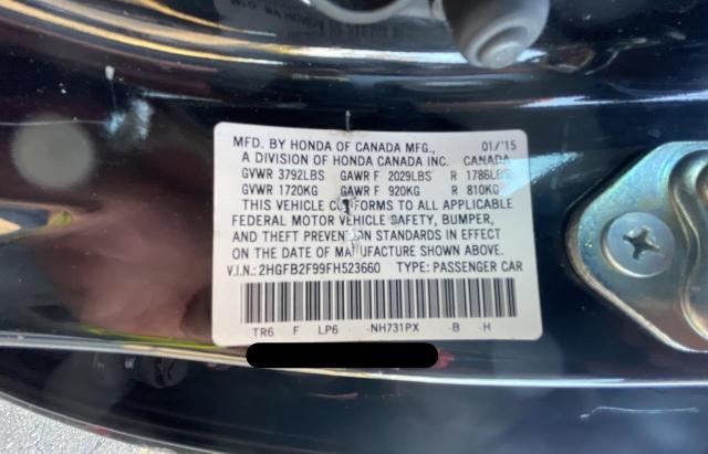 2HGFB2F99FH523660 - 2015 HONDA CIVIC EXL BLACK photo 10