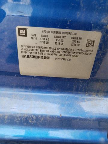 1G1JB5SHXH4134090 - 2017 CHEVROLET SONIC LS 蓝色 照片 12