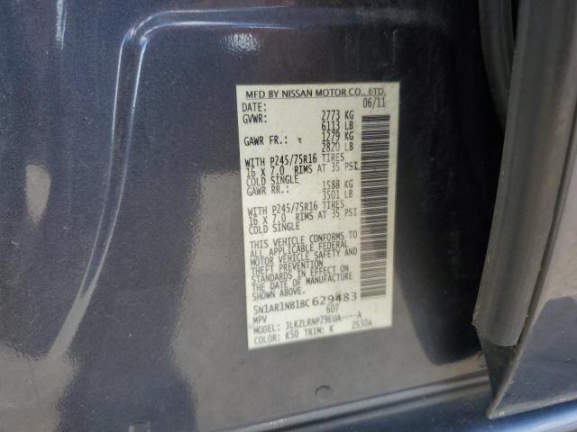 5N1AR1NB1BC629483 - 2011 NISSAN PATHFINDER S GRAY photo 13
