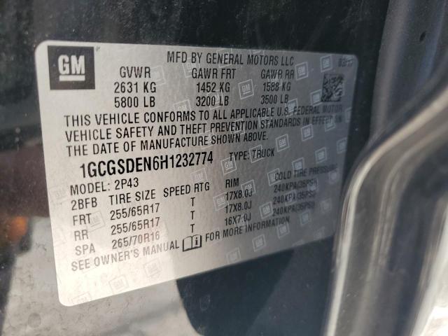 1GCGSDEN6H1232774 - 2017 CHEVROLET COLORADO Z71 BLACK photo 12