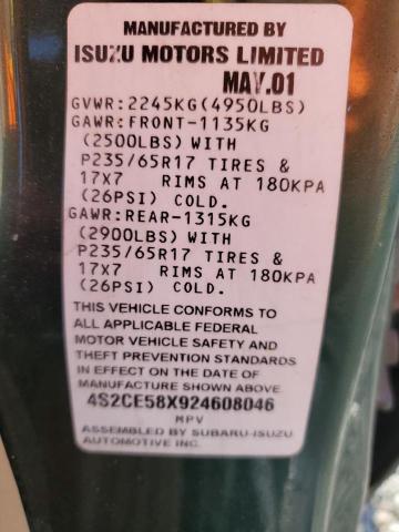 4S2CE58X924608046 - 2002 ISUZU AXIOM XS Yaşıl foto 12