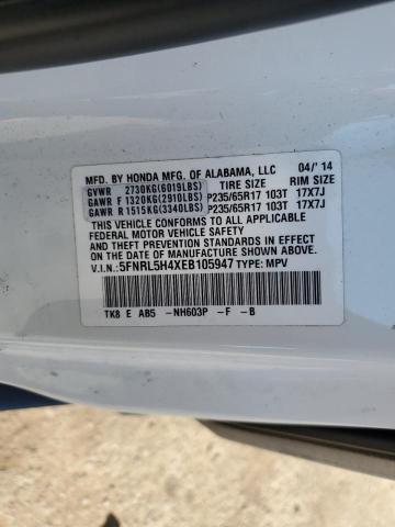 5FNRL5H4XEB105947 - 2014 HONDA ODYSSEY EX WHITE photo 12