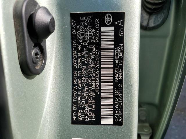 JTDKB20U677654102 - 2007 TOYOTA PRIUS GREEN photo 12