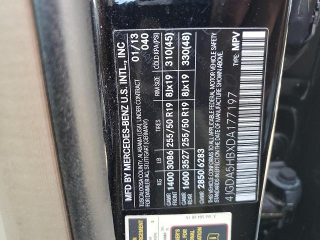 4JGDA5HBXDA177197 - 2013 MERCEDES-BENZ ML 350 4MATIC BLACK photo 13