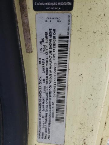 3VWBM31Y45M369612 - 2005 VOLKSWAGEN NEW BEETLE GL 黄色 照片 12