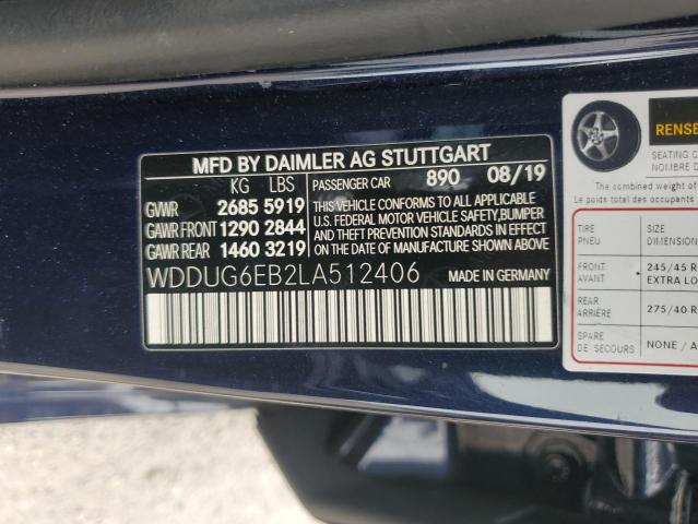 WDDUG6EB2LA512406 - 2020 MERCEDES-BENZ S 450 4MATIC BLUE photo 12