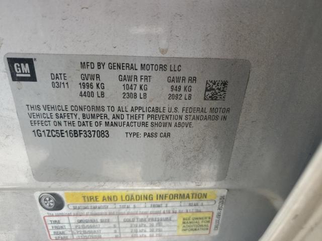 1G1ZC5E16BF337083 - 2011 CHEVROLET MALIBU 1LT SILVER photo 12