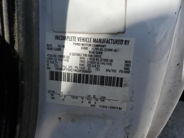 1FDNF7DC1KDF03657 - 2019 FORD F750 SUPER DUTY WHITE photo 10