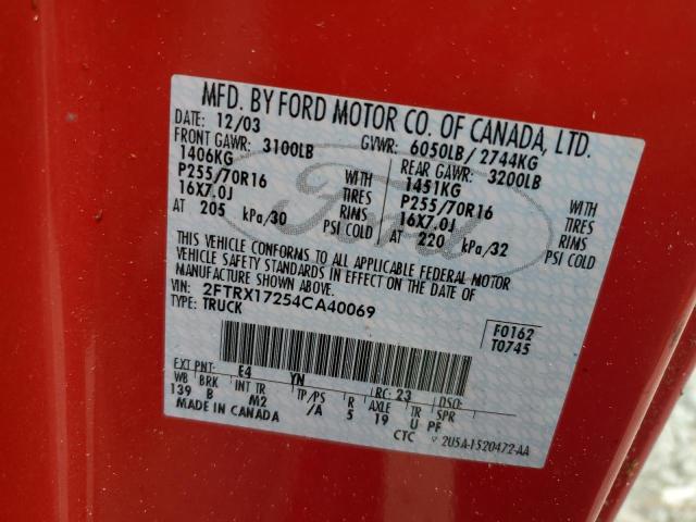 2FTRX17254CA40069 - 2004 FORD F-150 HERI CLASSIC RED photo 12