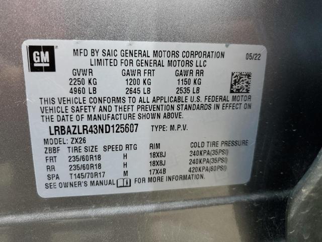 LRBAZLR43ND125607 - 2022 BUICK ENVISION PREFERRED GRAY photo 13