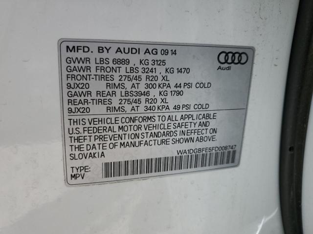 WA1DGBFE5FD008747 - 2015 AUDI Q7 PRESTIGE WHITE photo 13