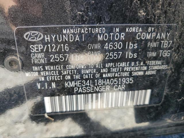 KMHE34L18HA051935 - 2017 HYUNDAI SONATA HYBRID BLACK photo 12