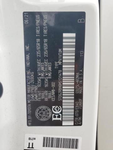 5TDGZRBH6MS131478 - 2021 TOYOTA HIGHLANDER XLE 白色 照片 13