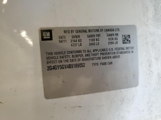 2G4GY5GV4B9189052 - 2011 BUICK REGAL CXL WHITE photo 12