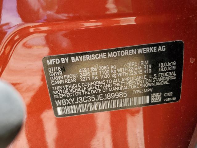 WBXYJ3C35JEJ89985 - 2018 BMW X2 SDRIVE28I ORANGE photo 13