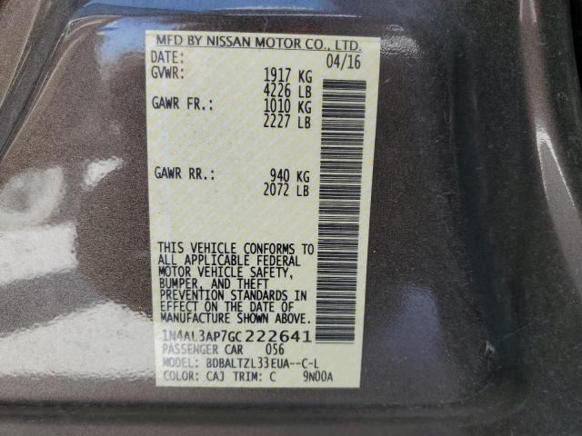 1N4AL3AP7GC222641 - 2016 NISSAN ALTIMA 2.5 BROWN photo 12