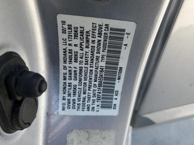 19XFA1F68AE041641 - 2010 HONDA CIVIC LX-S Argent photo 12