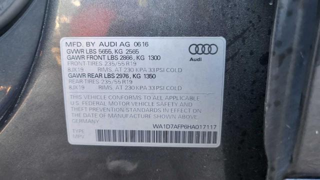 WA1D7AFP6HA017117 - 2017 AUDI Q5 PREMIUM PLUS S-LINE GRAY photo 10