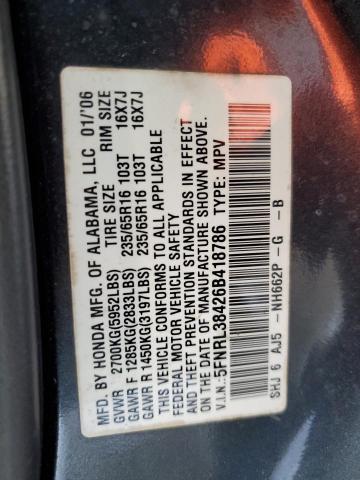 5FNRL38426B418786 - 2006 HONDA ODYSSEY EX TEAL photo 14