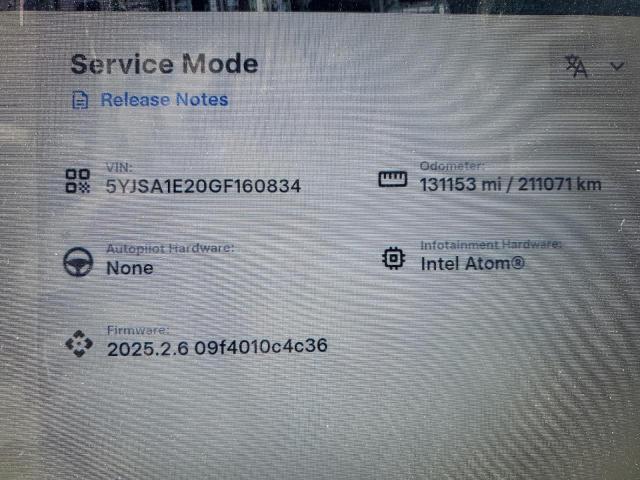 5YJSA1E20GF160834 - 2016 TESLA MODEL S 蓝色 照片 9