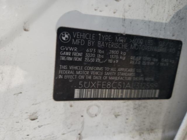 5UXFE8C51AL312599 - 2010 BMW X5 XDRIVE48I WHITE photo 12