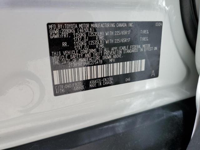 2T3H1RFV4RC275419 - 2024 TOYOTA RAV4 LE Սպիտակ լուսանկար 13
