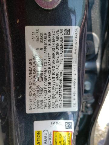 2HGFE2F53NH609940 - 2022 HONDA CIVIC SPORT 灰色 照片 12