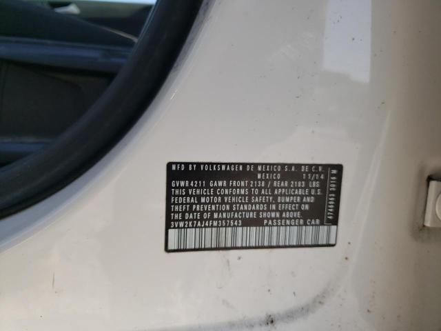 3VW2K7AJ4FM357543 - 2015 VOLKSWAGEN JETTA BASE Ağ foto 12