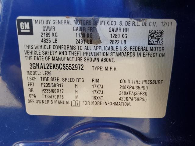 3GNAL2EK5CS552972 - 2012 CHEVROLET CAPTIVA SPORT BLUE photo 13