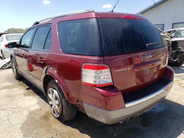 1FMDK02W68GA28302 - 2008 FORD TAURUS X SEL MAROON photo 2