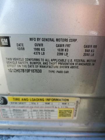 1G1ZH57B19F187630 - 2009 CHEVROLET MALIBU 1LT SILVER photo 12