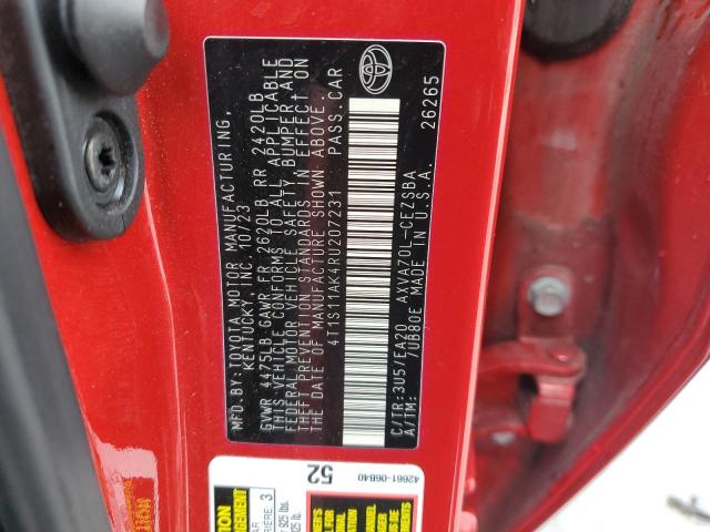 4T1S11AK4RU207231 - 2024 TOYOTA CAMRY SE NIGHT SHADE RED photo 12