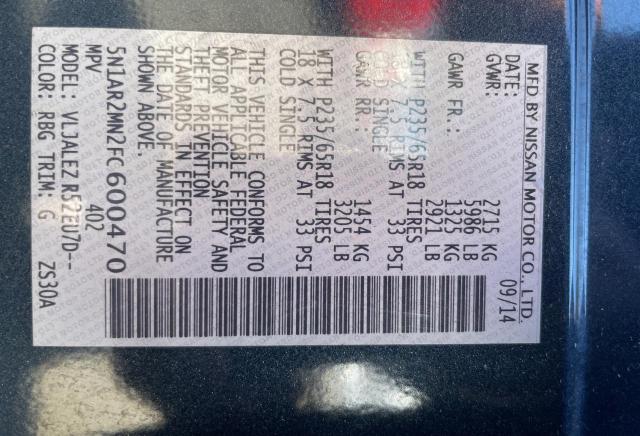 5N1AR2MN2FC600470 - 2015 NISSAN PATHFINDER S BLUE photo 10