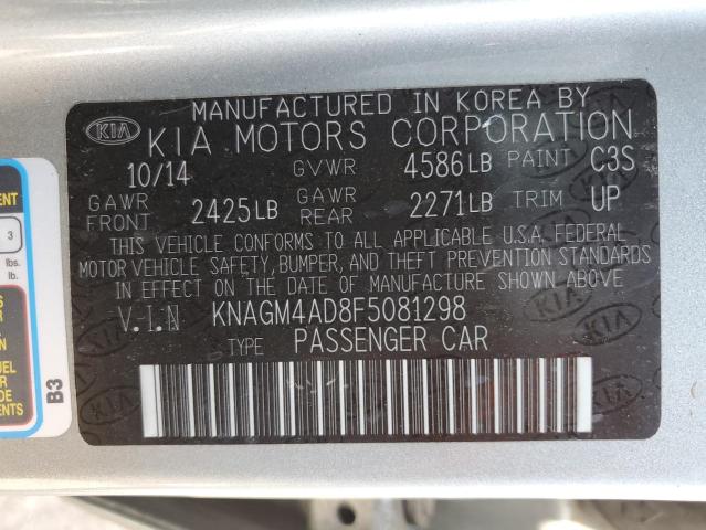 KNAGM4AD8F5081298 - 2015 KIA OPTIMA HYBRID SILVER photo 12