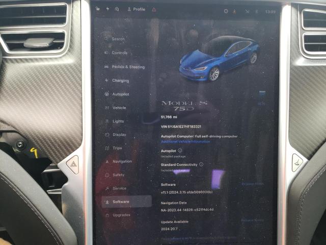 5YJSA1E27HF183321 - 2017 TESLA MODEL S 蓝色 照片 9