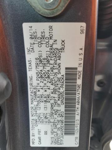 5TFJU4GN5EX061053 - 2014 TOYOTA TACOMA DOUBLE CAB PRERUNNER GRAY photo 12