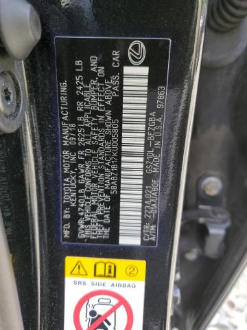 58ABZ1B17KU005805 - 2019 LEXUS ES 350 BLACK photo 12