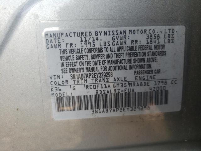 3N1AB7AP2EY329298 - 2014 NISSAN SENTRA S SILVER photo 12