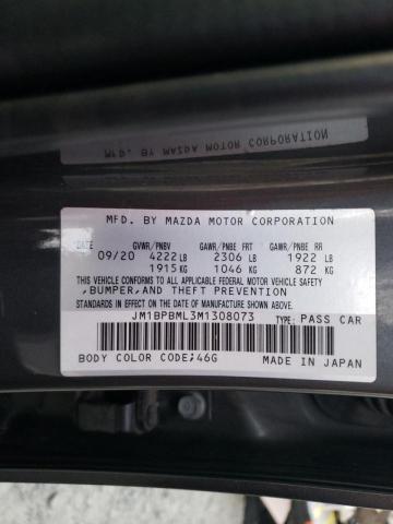 JM1BPBML3M1308073 - 2021 MAZDA 3 PREMIUM GRAY photo 12