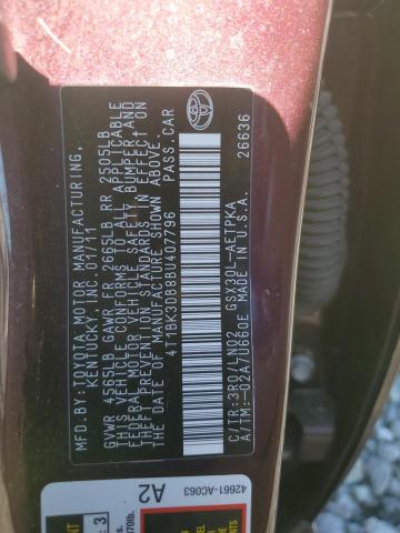 4T1BK3DB8BU407796 - 2011 TOYOTA AVALON BASE MAROON photo 12