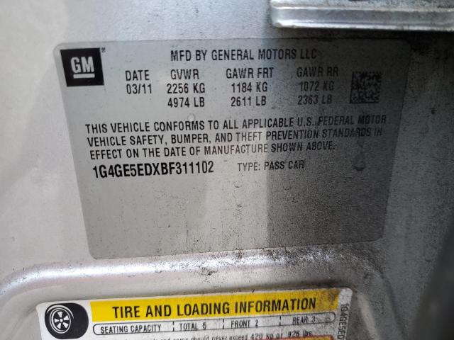 1G4GE5EDXBF311102 - 2011 BUICK LACROSSE CXS SILVER photo 12