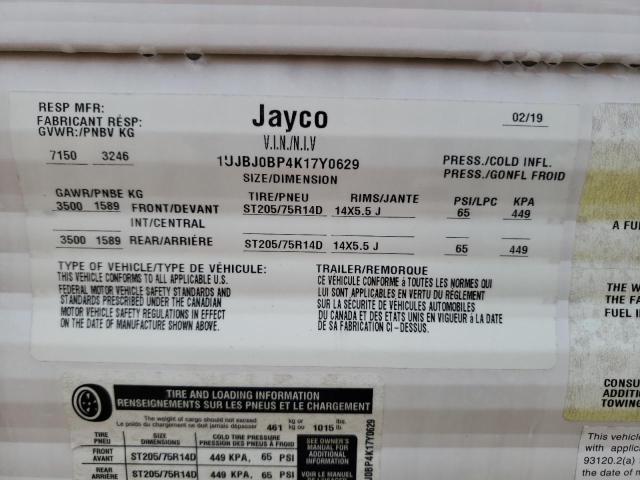 1UJBJ0BP4K17Y0629 - 2019 JAYCO JAY FLIGHT WHITE photo 10