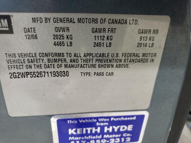 2G2WP552671193030 - 2007 PONTIAC GRAND PRIX 蓝色 照片 13